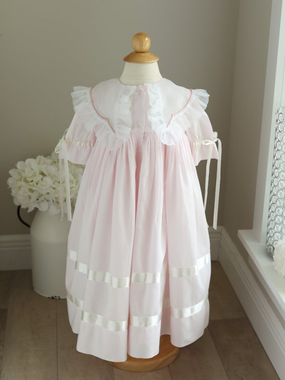 Strasburg RARE Pink Heirloom Float Dress Cotton Lawn Organza Collar 24 Months - Picture 7 of 9